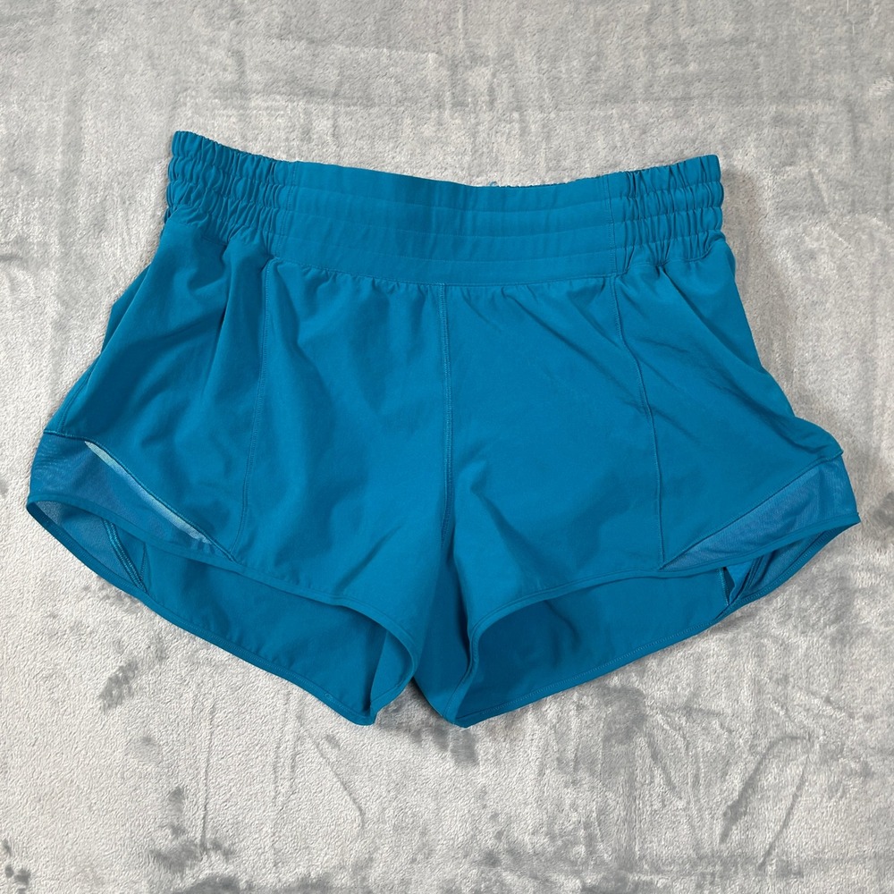 Lululemon Hotty Hot High-Rise Lined Short 4 Teal Blue LW7DESS Size 8